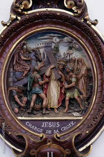 2nd Stations of the Cross, Jesus is given his cross, Carthusian monastery in Pleterje, Slovenia 