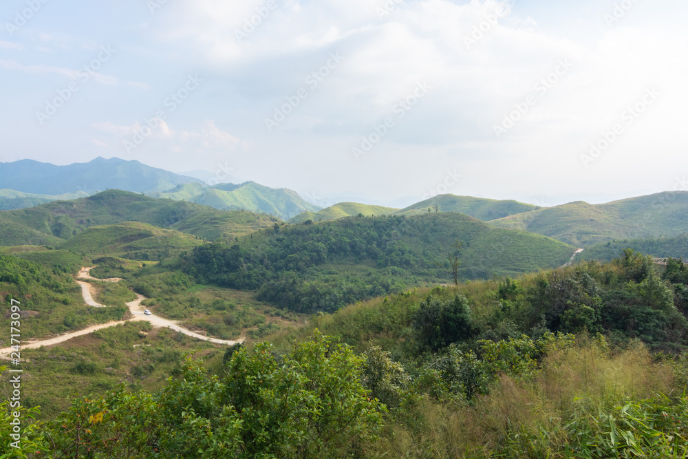 Obraz premium sky and blue sky in elephants wars Hill (Noen Chang Suek) Base camp at Pilok,Thong Pha Phum National Park kanchanaburi , Thailand