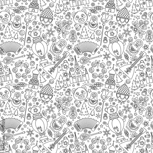 Russia thin line icons seamless background abstract pattern. Vector illustration
