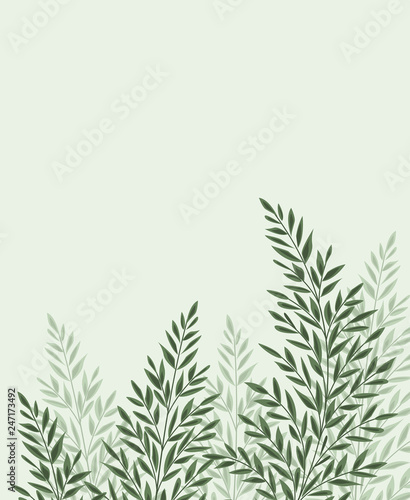 Vector illustration Natural background with green leaves. Fresh green leaves