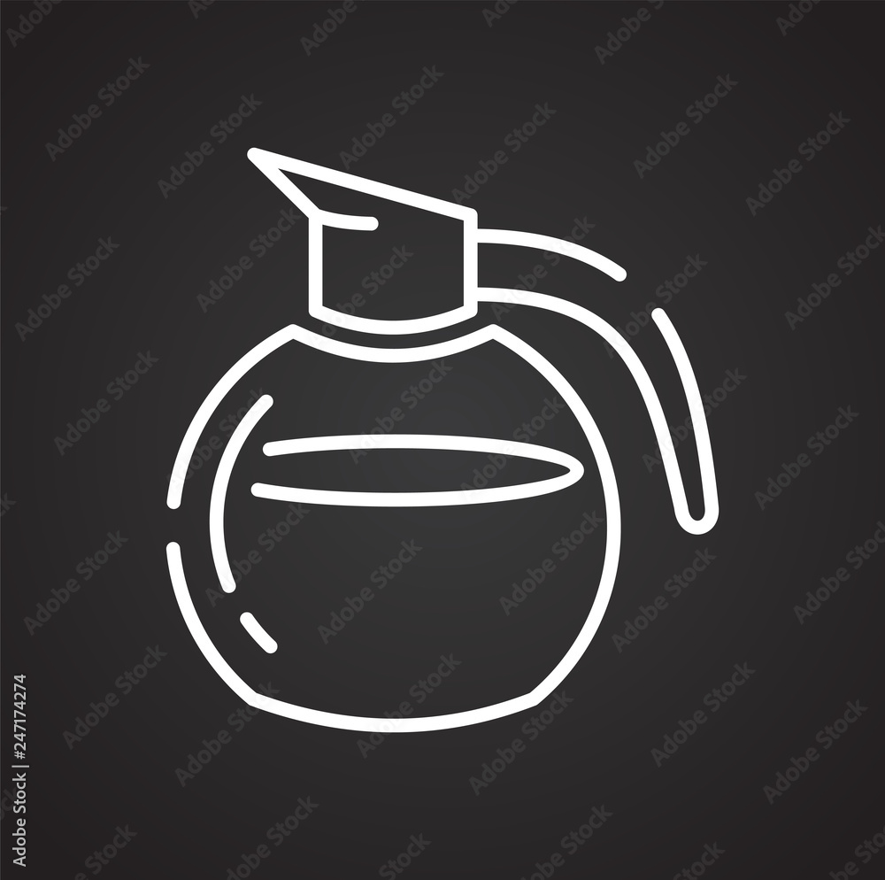 Coffee outline icon on black background for graphic and web design, Modern simple vector sign. Internet concept. Trendy symbol for website design web button or mobile app Coffee outline icon on black background for graphic and web design, Modern simple vector sign. Internet concept. Trendy symbol for website design web button or mobile app