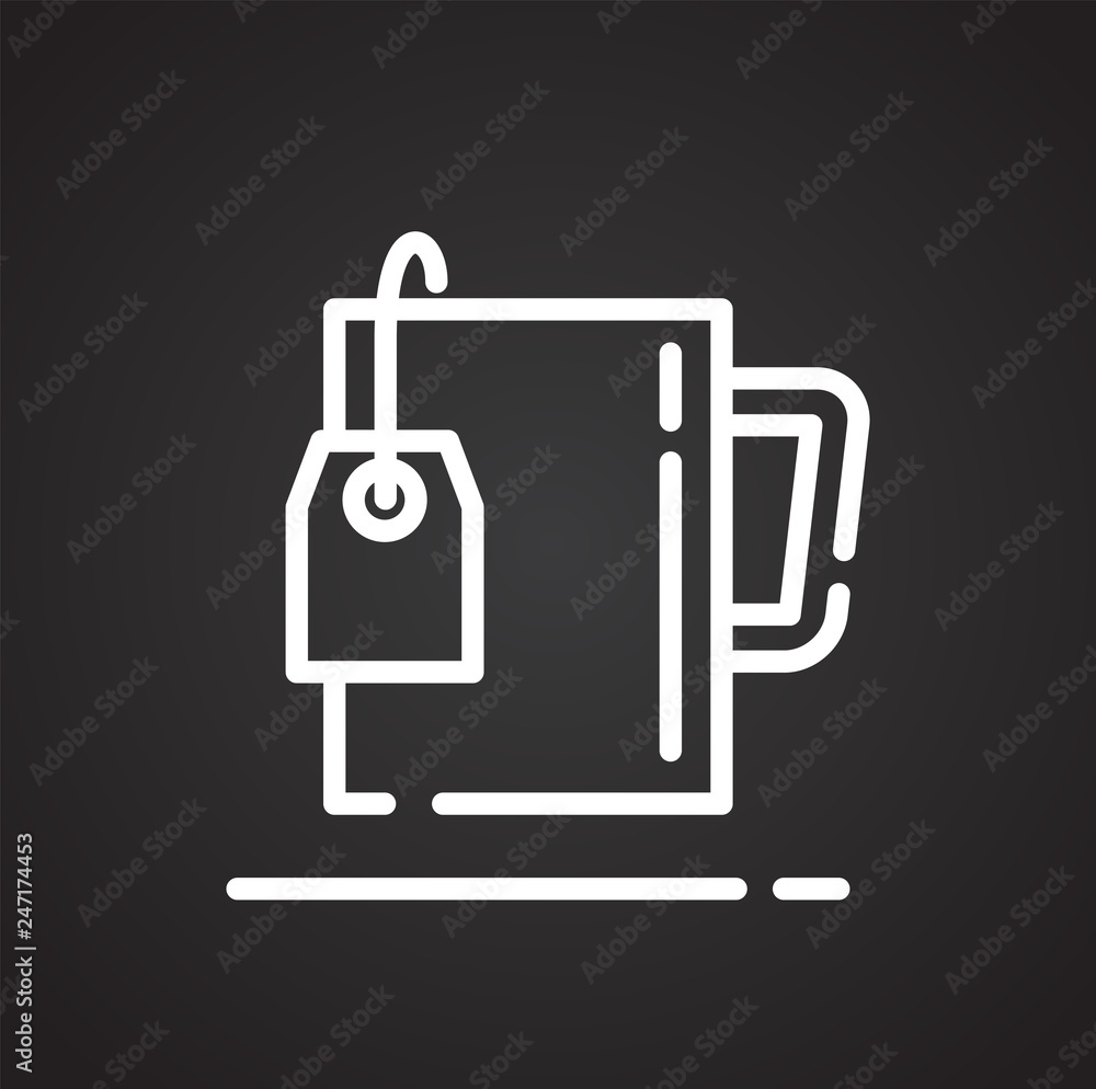 Tea bag outline icon on black background for graphic and web design, Modern simple vector sign. Internet concept. Trendy symbol for website design web button or mobile app Tea bag outline icon on black background for graphic and web design, Modern simple vector sign. Internet concept. Trendy symbol for website design web button or mobile app