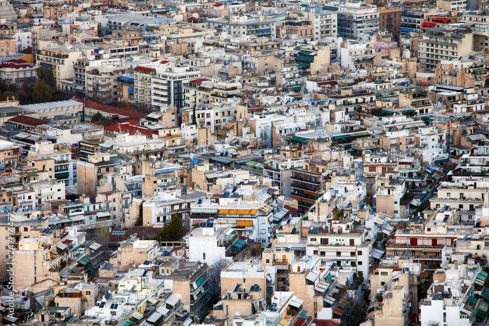 Aerial view of Athens as seen from Lycabettus hill, Athens historic center, Attica, Greece