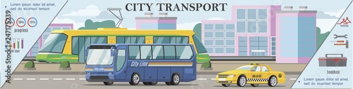 Flat Urban Transport Colorful Concept