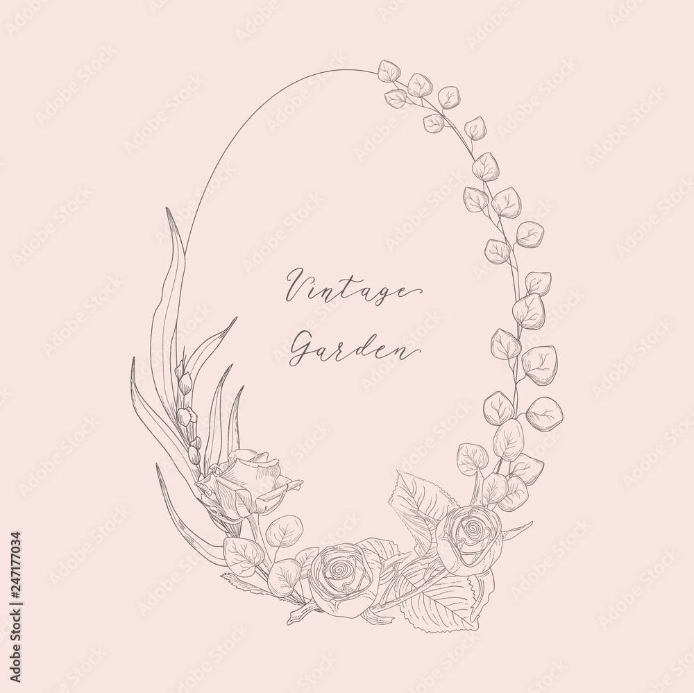 Vector Floristic Feminine Brand Logo Template Frame. Vector Floristic Feminine Brand Logo Template Frame.