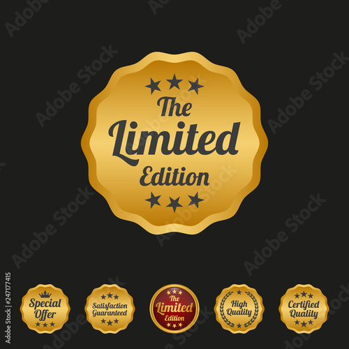 Limited edition badge on black background.