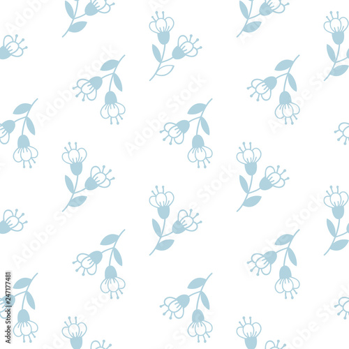 Seamless pattern with tender hand-drawn flawers.