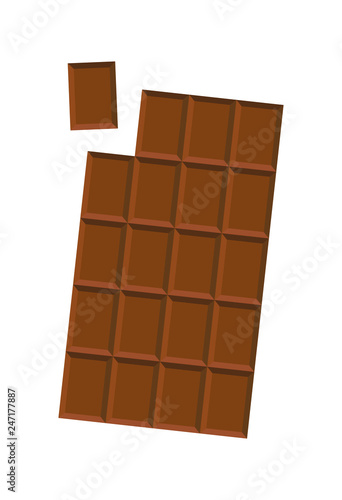 bar of chocolate on white background