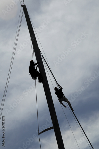 Climbing the ropes of a sailboat