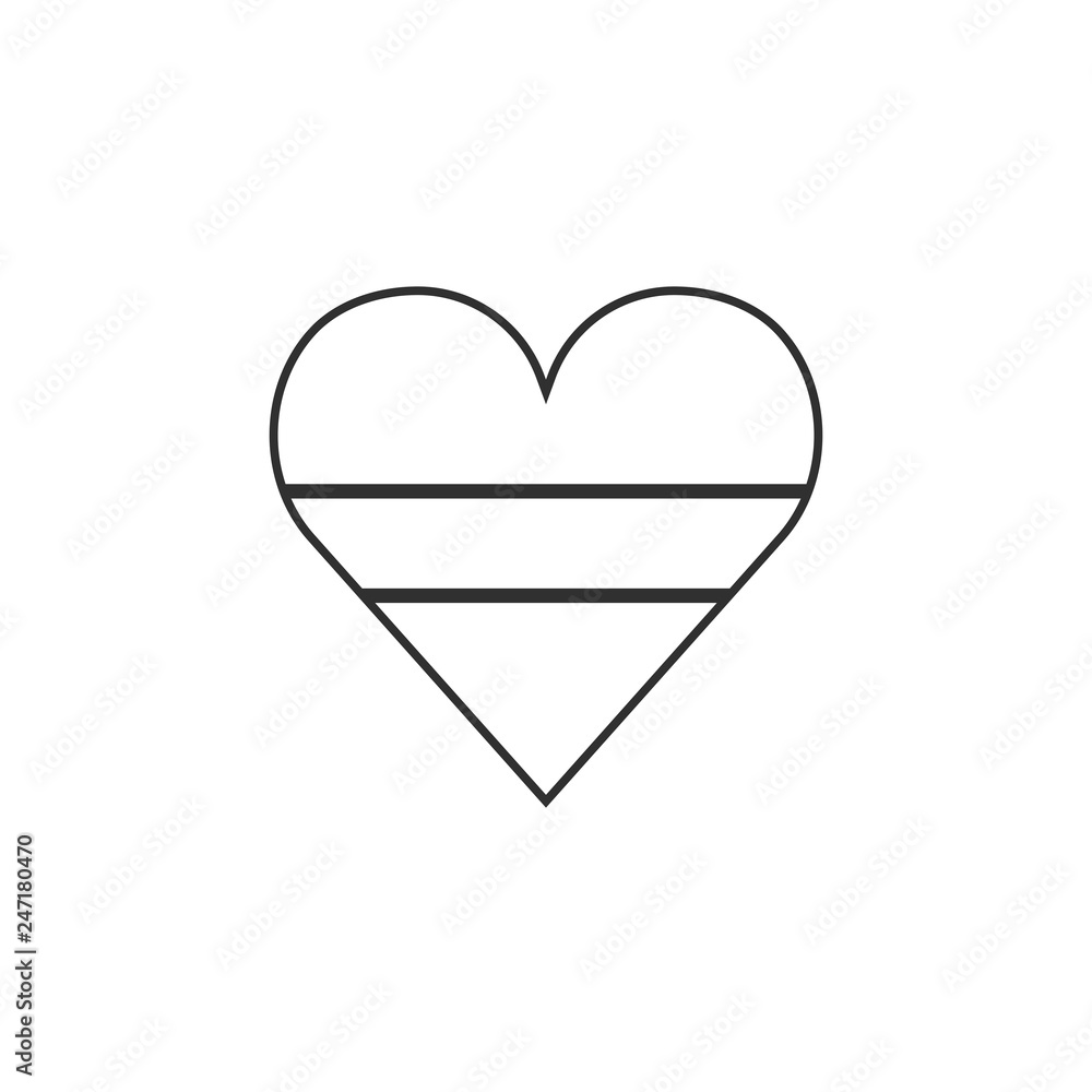 Latvia flag icon in a heart shape in black outline flat design. Independence day or National day holiday concept.