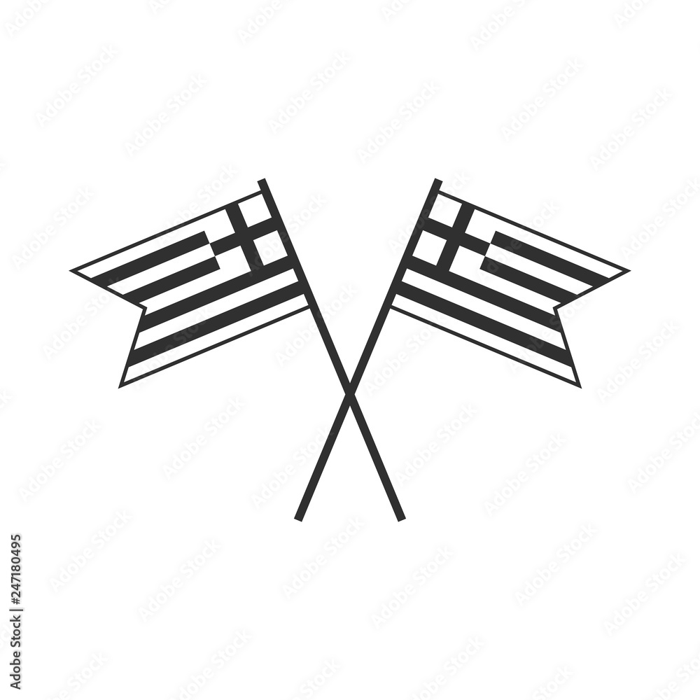 Greece flag icon in black outline flat design. Independence day or National day holiday concept. Greece flag icon in black outline flat design. Independence day or National day holiday concept.