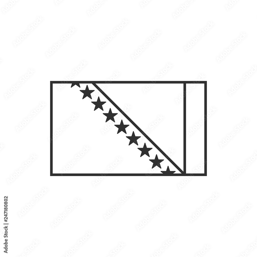 Fototapeta premium Bosnia and Herzegovina flag icon in black outline flat design. Independence day or National day holiday concept.