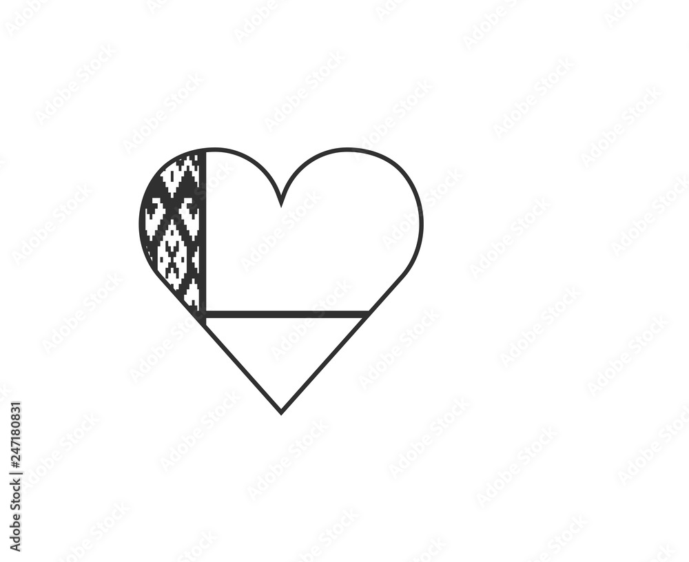 Belarus flag icon in a heart shape in black outline flat design. Independence day or National day holiday concept. Belarus flag icon in a heart shape in black outline flat design. Independence day or National day holiday concept.