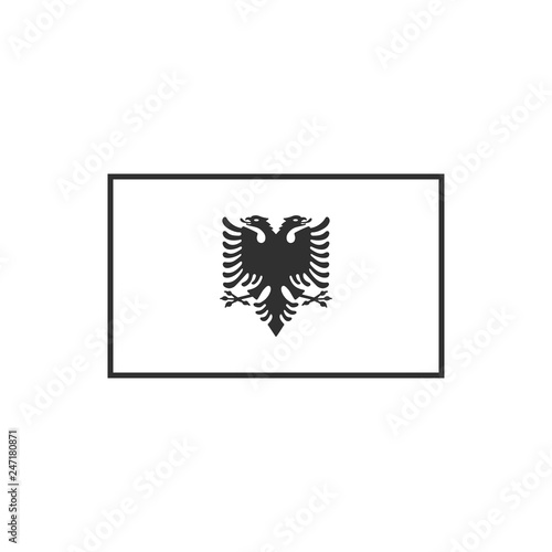 Albania flag icon in black outline flat design. Independence day or National day holiday concept.