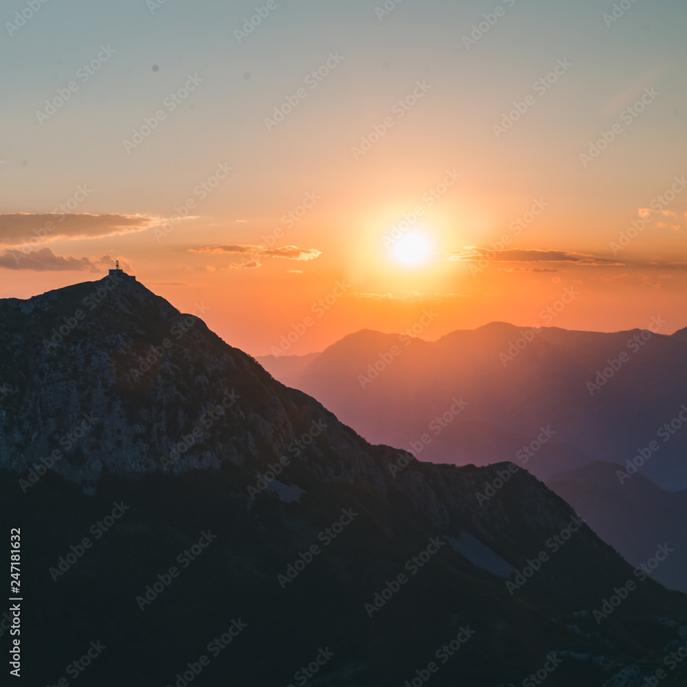 Obraz premium panoramic view of lovcen national park in montenegro on sunset