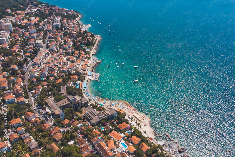 aerial view of herceg novi city in montenegro