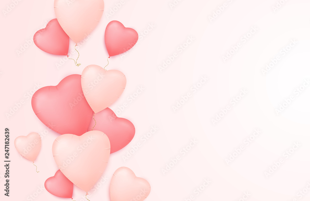 Valentine day background with heart balloons 