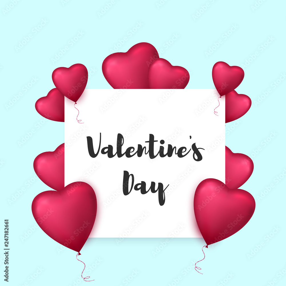 Valentines day background with Heart Balloons