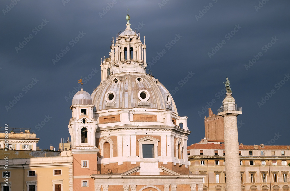 ROME, ITALY - SEPTEMBER 01: Church of the Most Holy Name of Mary (Chiesa del Santissimo Nome di Maria al Foro Traiano) at the Trajan Forum - Roman Catholic church in Rome, Italy on September 01, 2016.
