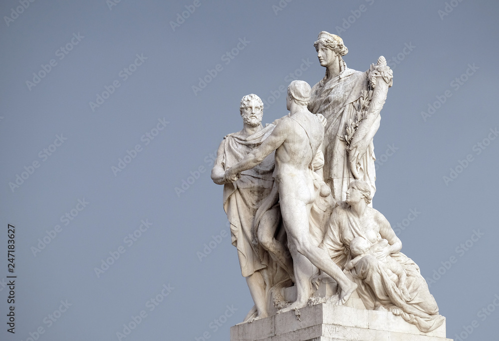 The Concordia by Varese Ludovico Pogliaghi, pacification between the monarchy and the people. Altare della Patria Venice Square, Rome, Italy 