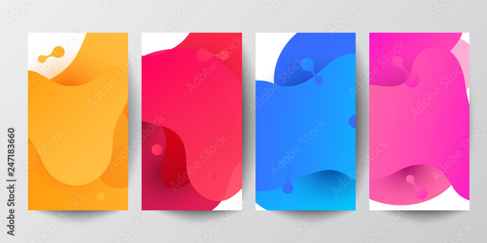 Set of fluid abstract shapes composition banners
