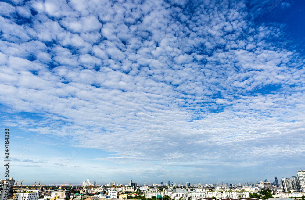 Fototapeta premium blue sky background with tiny clouds