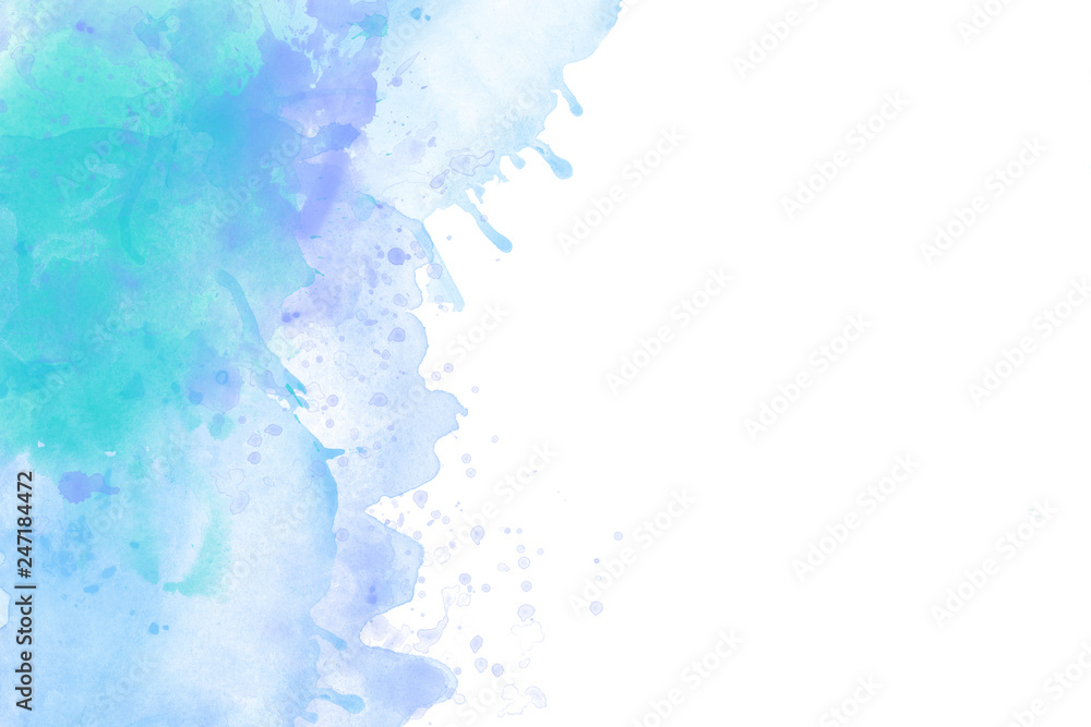 Light Blue watercolor backround isolated on white