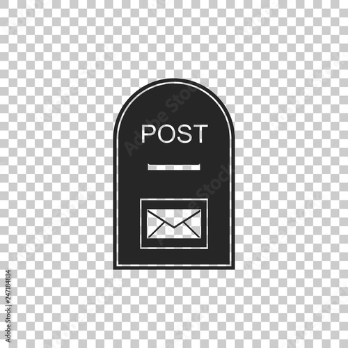 Post box icon isolated on transparent background. Mail box sign. Flat design. Vector Illustration