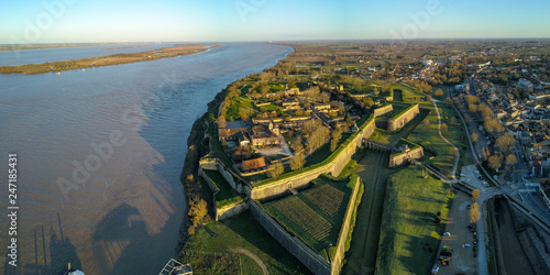 Aerial view, Blaye Citadel, UNESCO world heritage site in Gironde, France photo