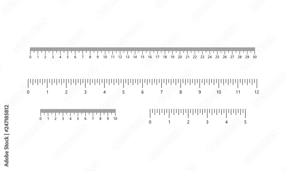 Rulers set, inches and centimeters. Measuring scale. Rulers set, inches and centimeters. Measuring scale.