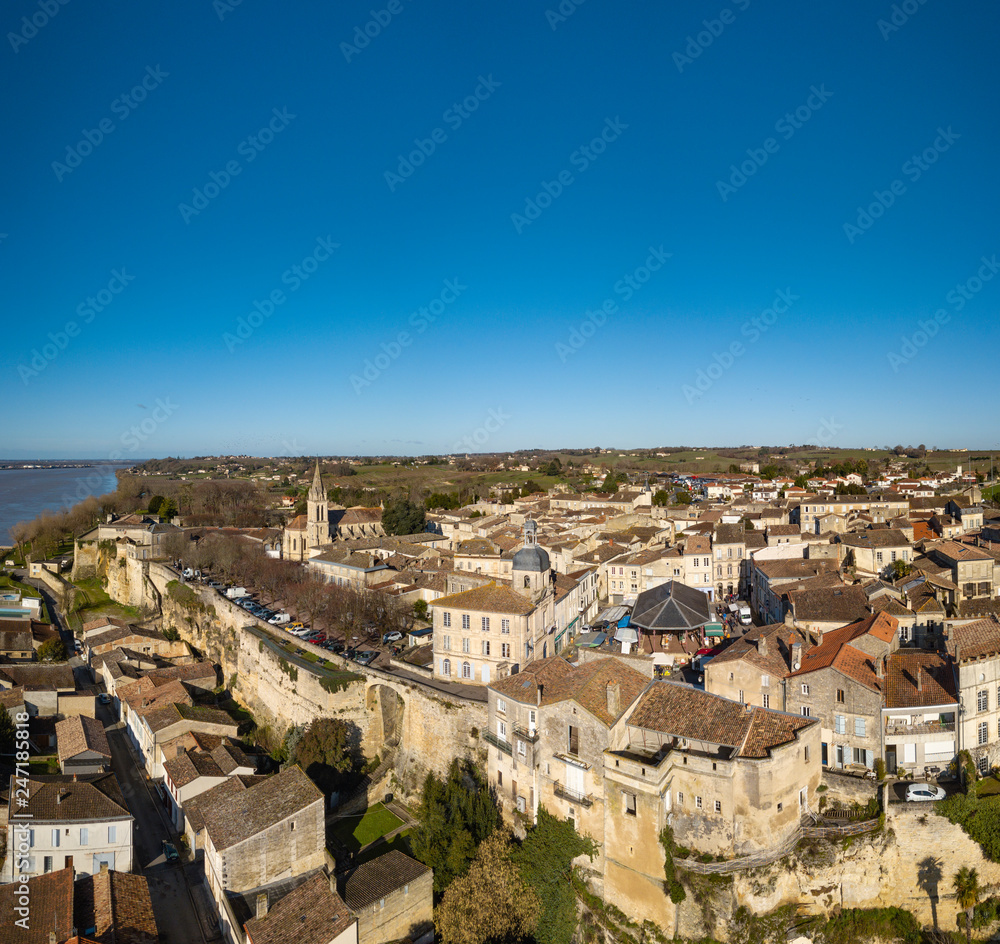 Aerial view, Bourg sur Gironde, site in Gironde, Aquitaine