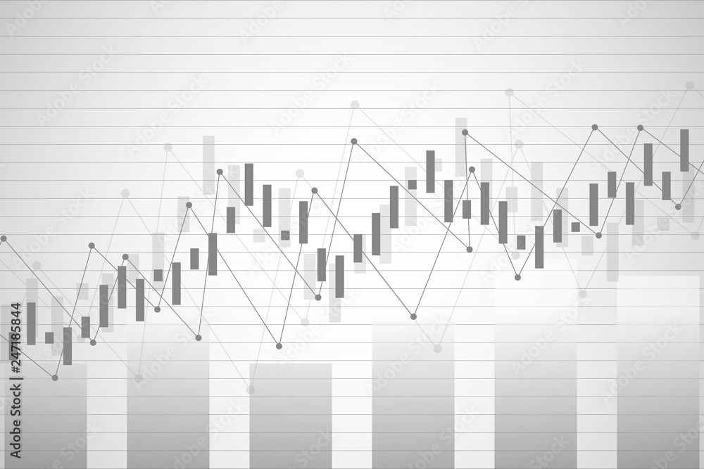 Fototapeta premium Business candle stick graph chart of stock market investment trading, Bullish point, Bearish point for business and financial concepts, reports and investment. Vector illustration