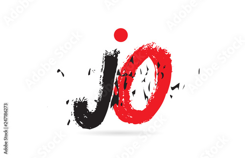 alphabet letter combination JO J O with grunge texture logo