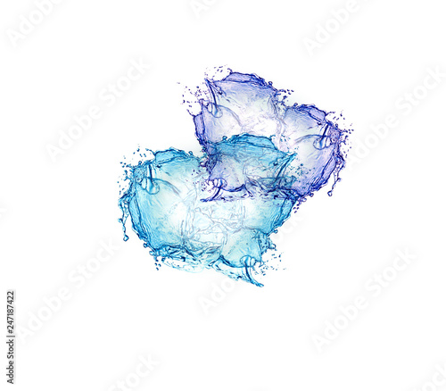 Two hearts flow from water each other on a white background, concept of love