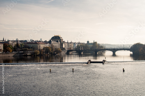 Prague view and the Vlatva river