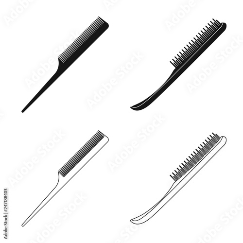 Vector illustration of brush and hair icon. Set of brush and hairbrush stock symbol for web.