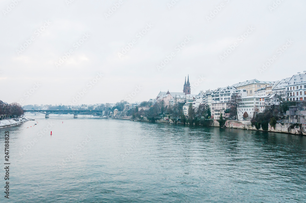 Basel, Rhein, Münster, Kirche, Rheinufer, Wettsteinbrücke, Grossbasel, Altstadt, Basel-Stadt, Winter, Schweiz Basel, Rhein, Münster, Kirche, Rheinufer, Wettsteinbrücke, Grossbasel, Altstadt, Basel-Stadt, Winter, Schweiz