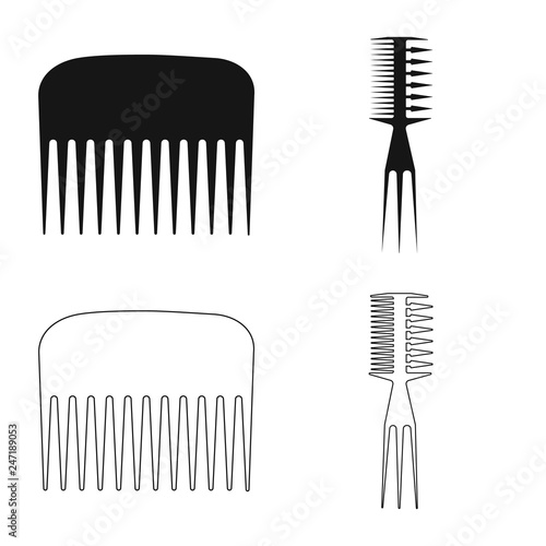 Isolated object of brush and hair icon. Set of brush and hairbrush stock symbol for web.