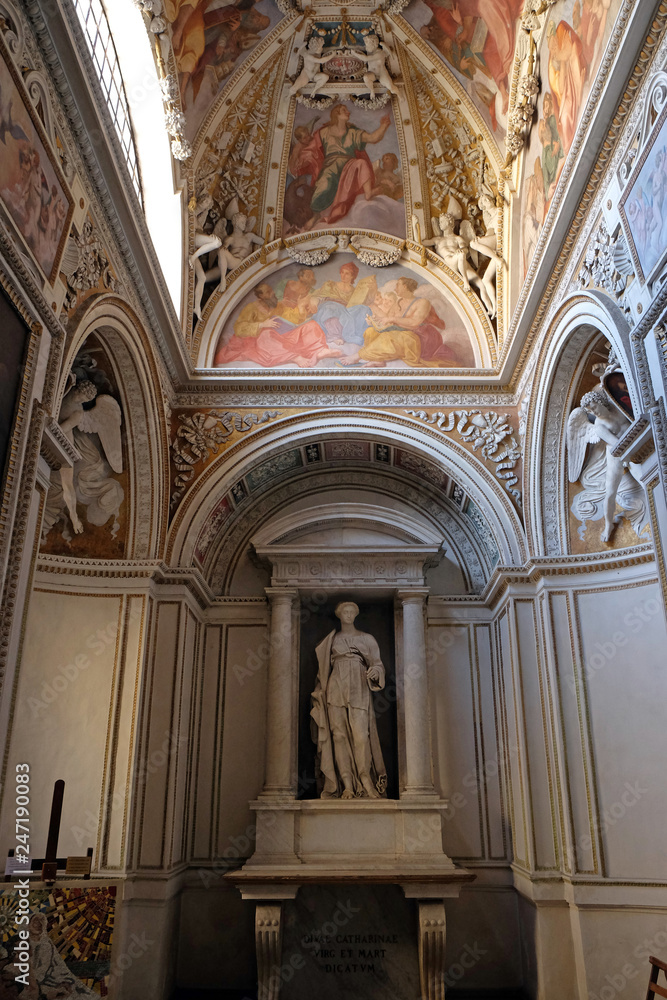 Marble statue of Saint Catherine in Theodoli Chapel of Church of Santa Maria del Popolo, Rome, Italy 