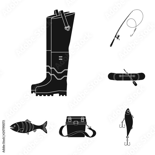 Isolated object of fish and fishing symbol. Collection of fish and equipment stock symbol for web.