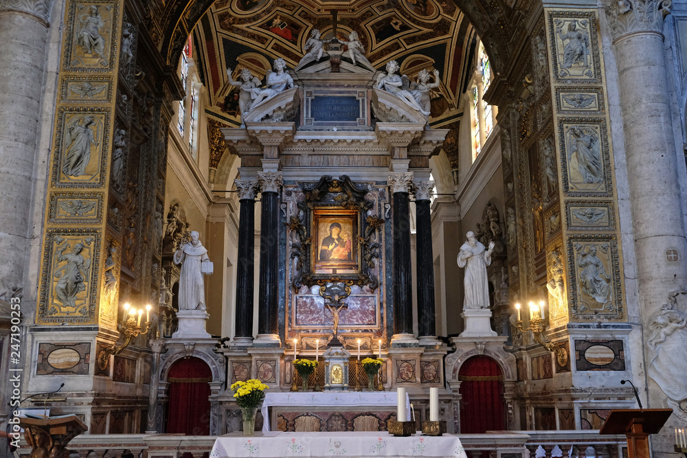 Fototapeta premium The main altar in Church of Santa Maria del Popolo, Rome, Italy