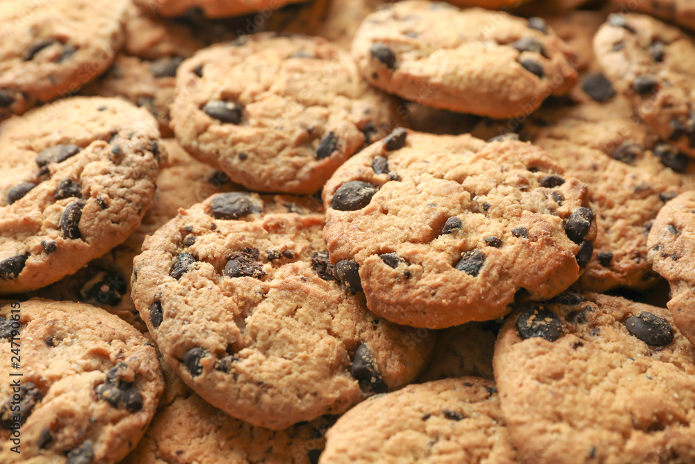 Tasty chocolate chip cookies as background Tasty chocolate chip cookies as background