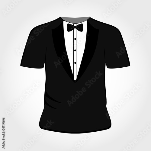 Suit icon isolated on white background. T-shirt tuxedo.
