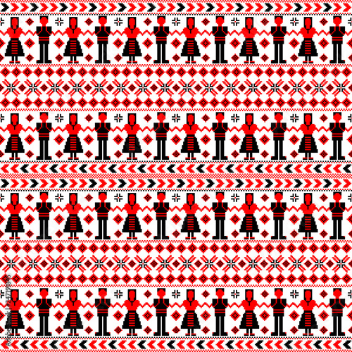 Traditional motifs background with dancers
