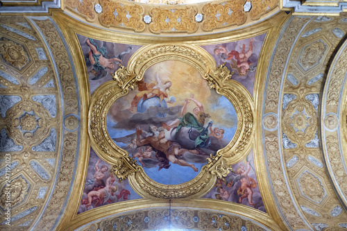 The fresco of virtues of Hope and Truth on the little cupola of side nave in Basilica dei Santi Ambrogio e Carlo al Corso by Pio Paolini from (1678 - 81), Rome, Italy