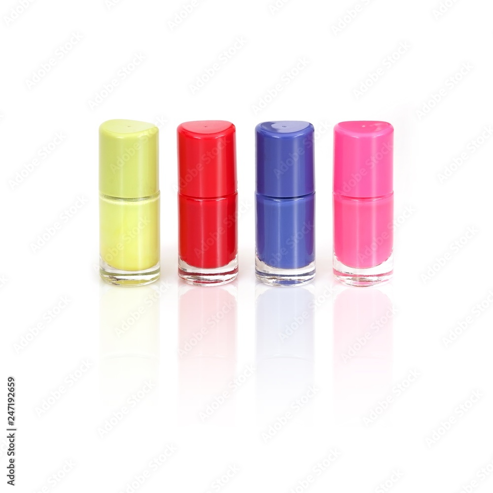 Nail polishes bottles isolated on white background Nail polishes bottles isolated on white background