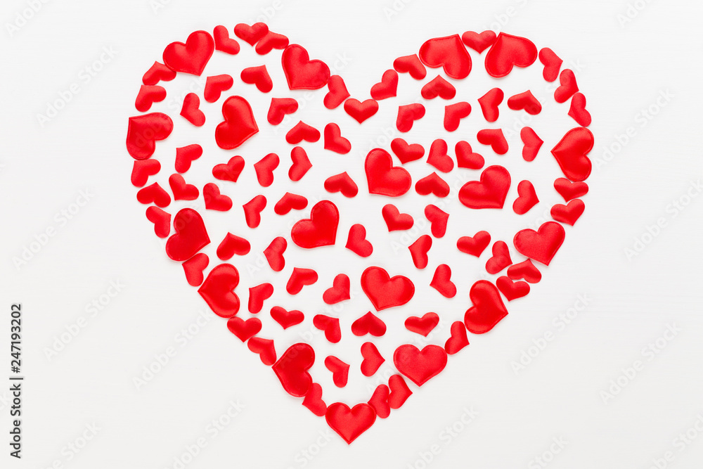 Valentines day background red hearts on white wooden background. Valentines day background red hearts on white wooden background.