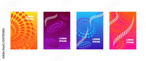 Set of four abstract background, covers design. Future geometric patterns. gradient circle shapes composition. Eps10 vector.