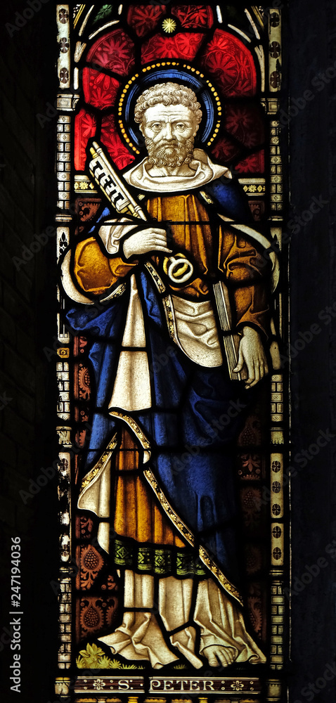 Saint Peter, stained glass of All Saints' Anglican Church, Rome, Italy