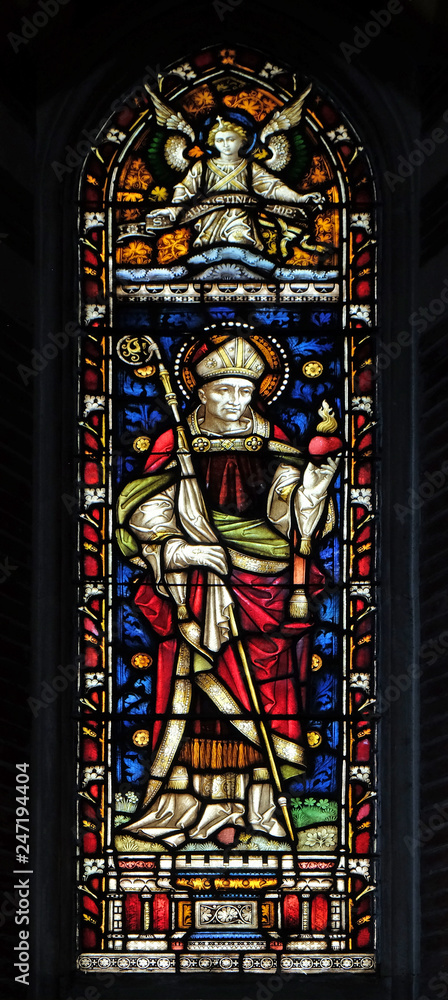 Saint Augustine, stained glass of All Saints' Anglican Church, Rome, Italy 